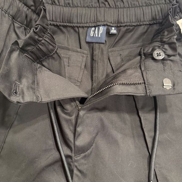 GAP Black Elastic Ruffle Waist Wide Leg High Waisted Cotton Shorts NEW - Picture 12 of 16